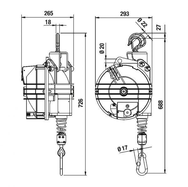 Balanser odciążnik TECNA seria 9411G-9414G i 9434G-9444G