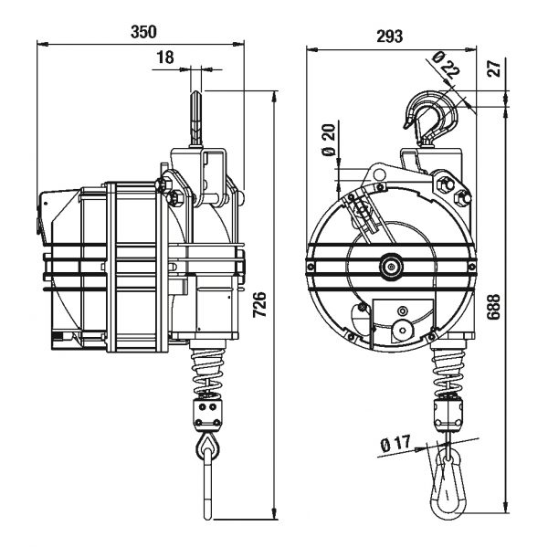 Balanser odciążnik TECNA seria 9422G-9426G i 9451G-9456G