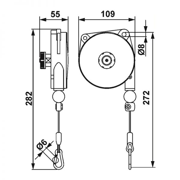 Tecna cable balancer strain relief 9300 series - 9303-scheme