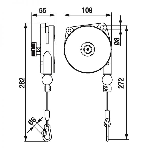 Tecna Kabelbalancer Zugentlastung 9300NY Serie - 9303NY_scheme