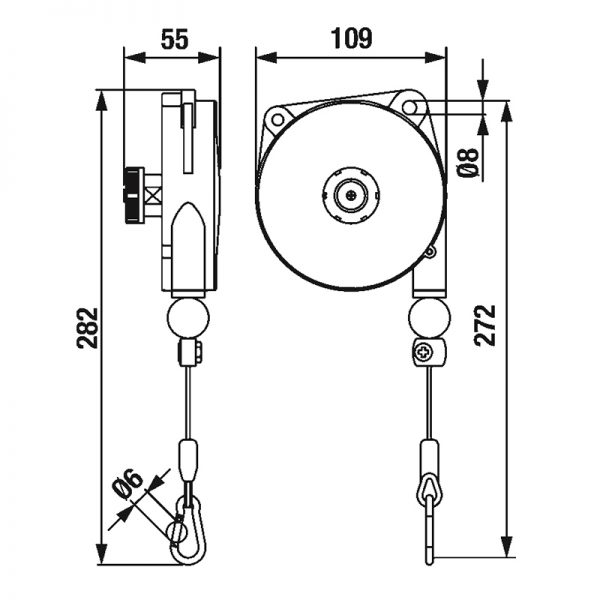 Tecna cable balancer strain relief 9310NY series - 9313NY_scheme