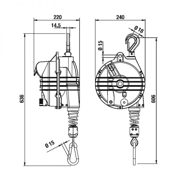 Tecna Kabelbalancer Zugentlastung Serie 9361 - 9369-schema