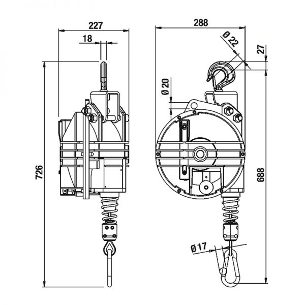 Tecna cable balancer strain relief series 9411 - 9414 and 9434 - 9444_scheme