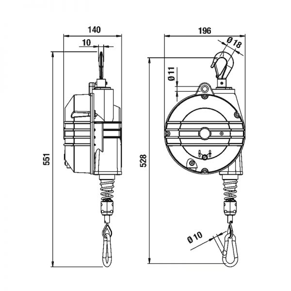 Tecna balanser linkowy odciążnik seria ATEX 9354AX - 9359AX_schemat